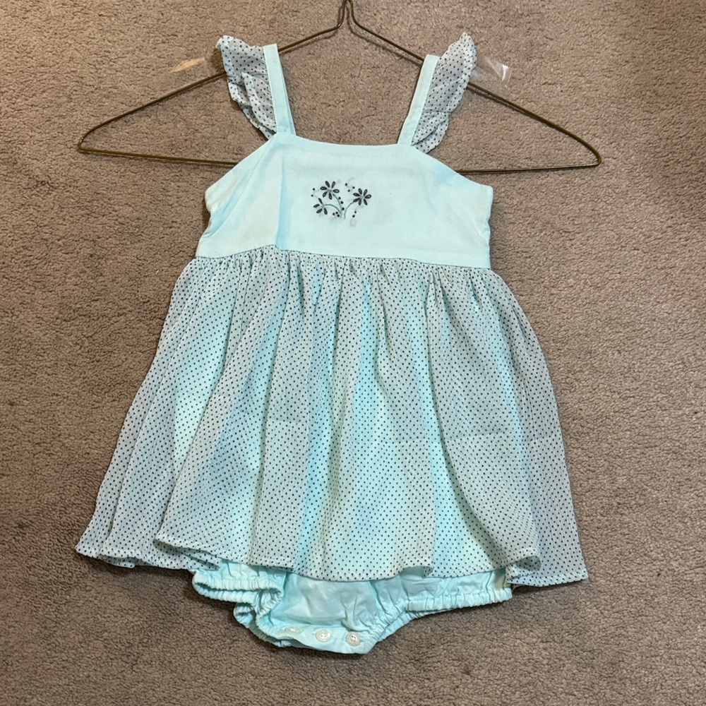 Light Blue Polka Dot Baby Bubble Dress